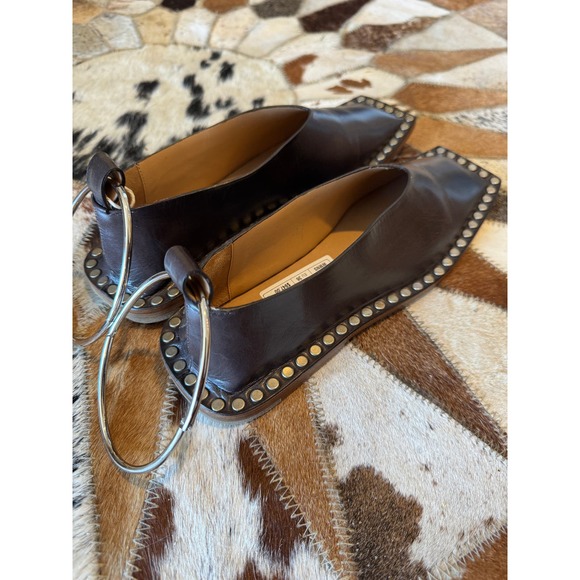 Jil Sander Brown Studded Ballet Flats With Anklet - Picture 11 of 14